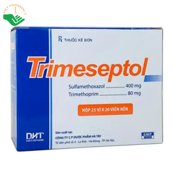 Thuốc Trimeseptol điều trị nhiễm khuẩn trên các chủng vi khuẩn nhạy cảm (Hộp 25 vỉ x 20 viên)